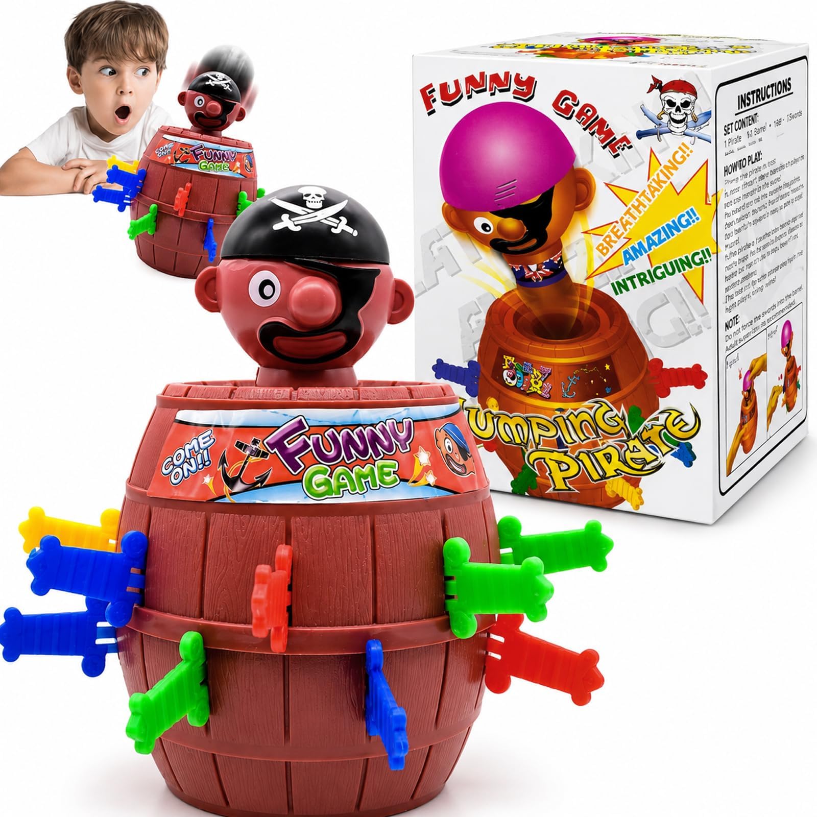 Lyiube Squirrel Pirate Bucket, Pop Up Toys, Pirate Pop Up Toys, Poop Up Squirrel Tooys for 3-8 Year Old Boys Girls (B)