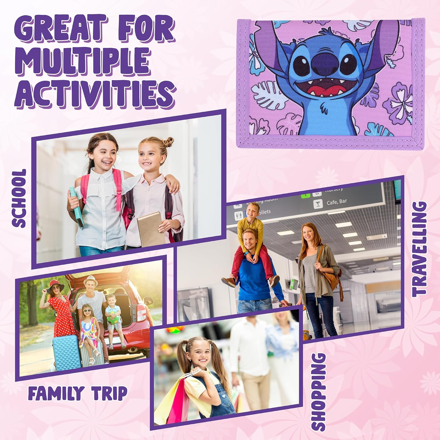 Disney Stitch Wallet for Kids, Girls Small Cool Canvas Trifold with Card Holder and Coin Pouch - Perfect Lilo & Stitch accessories for Girls, Teenagers and Adorable Angel Stitch Stuff. (Purple) - Image 6