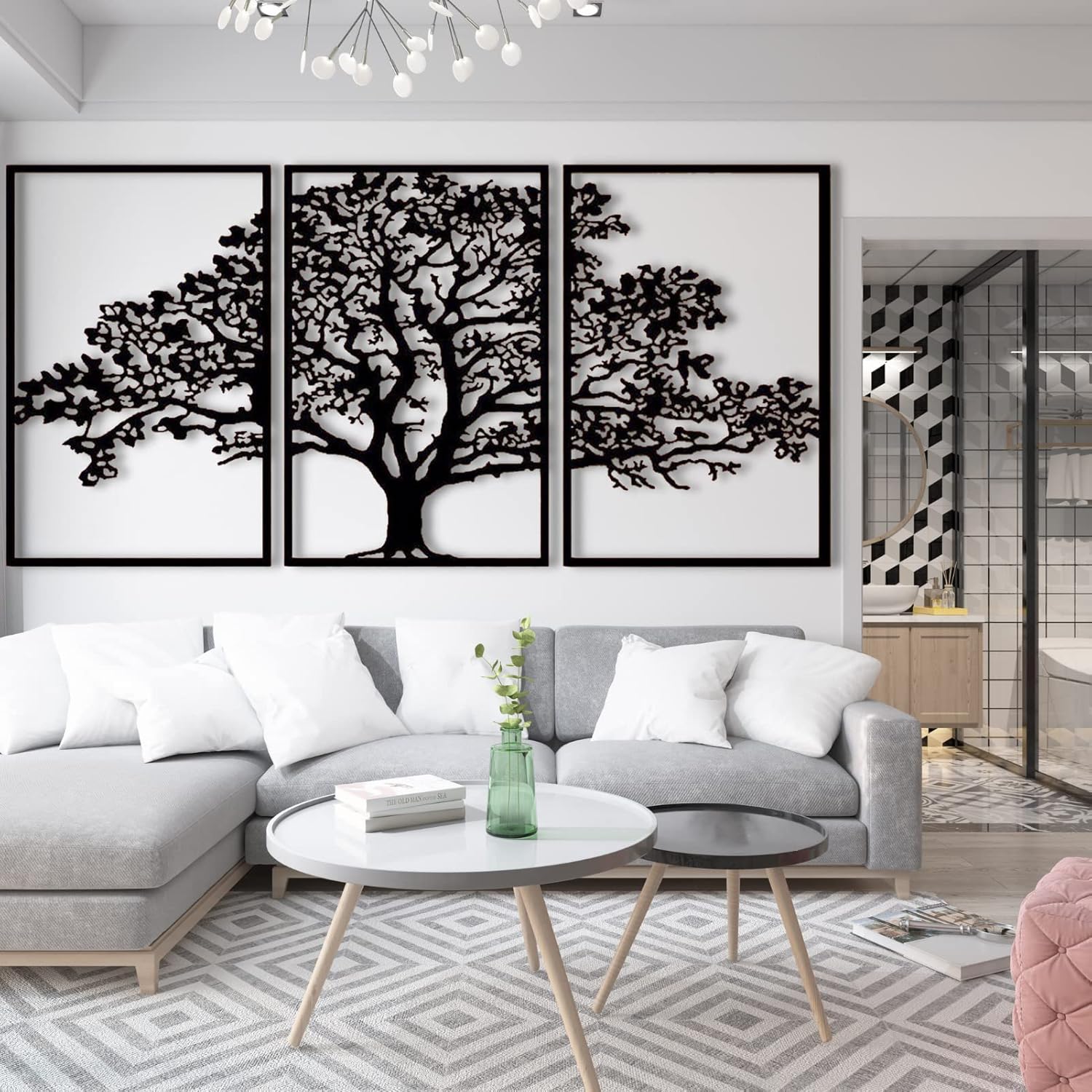 Metal Wall Art 3 Piece Tree of Life Metal Wall Art, Large