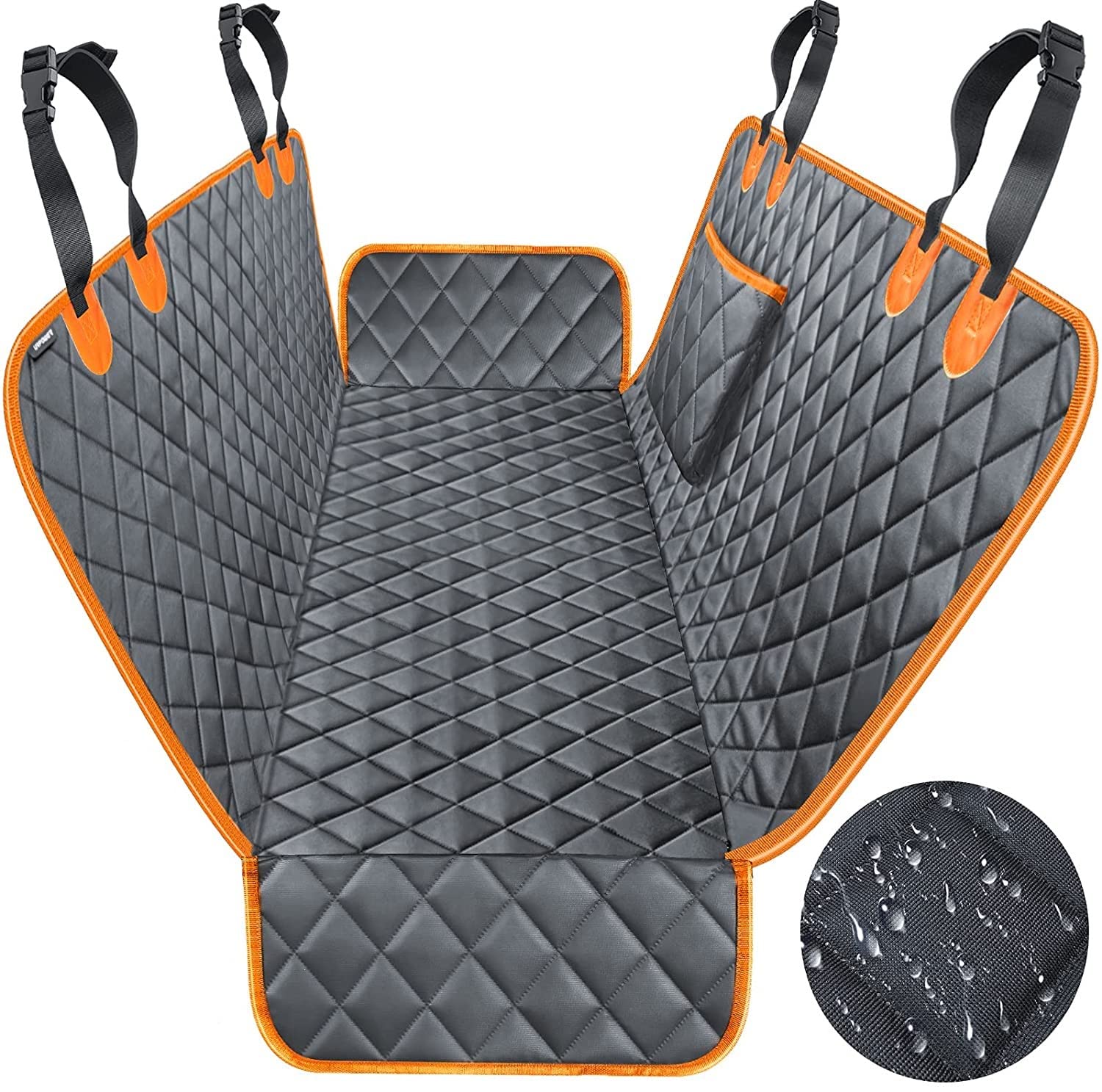 PetLux 100% Waterproof Pet car Seat Cover Scratch-Proof & Nonslip Backing & Hammock, Quilted, Padded, Durable Pet Seat Covers for Cars Trucks and SUVs(Orange) (B09VH3WCKY) Amazon Price History, Amazon Price Tracker