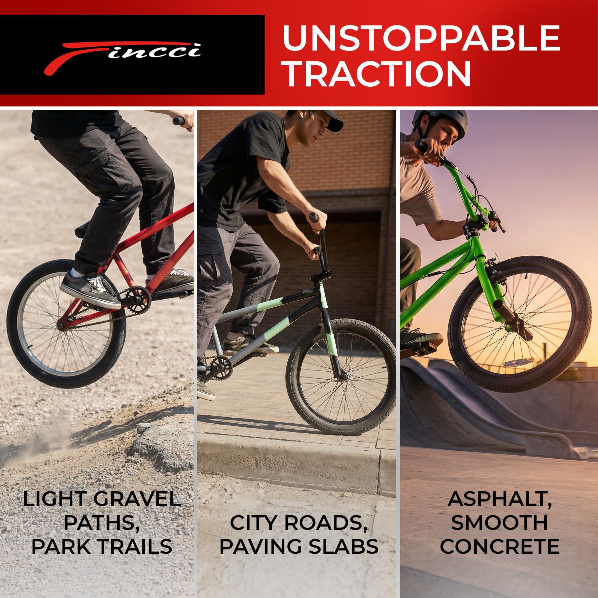 Fincci Copertone BMX 20 x 2.10 54-406 Pieghevole con Protezione Foratura | Pneumatici BMX 20 Pollici con Protezione 2.5mm Blue Shield e 27 TPI per Ruote Bici 20 Pollici e 2 Copertoni + 2 Camere d’Aria