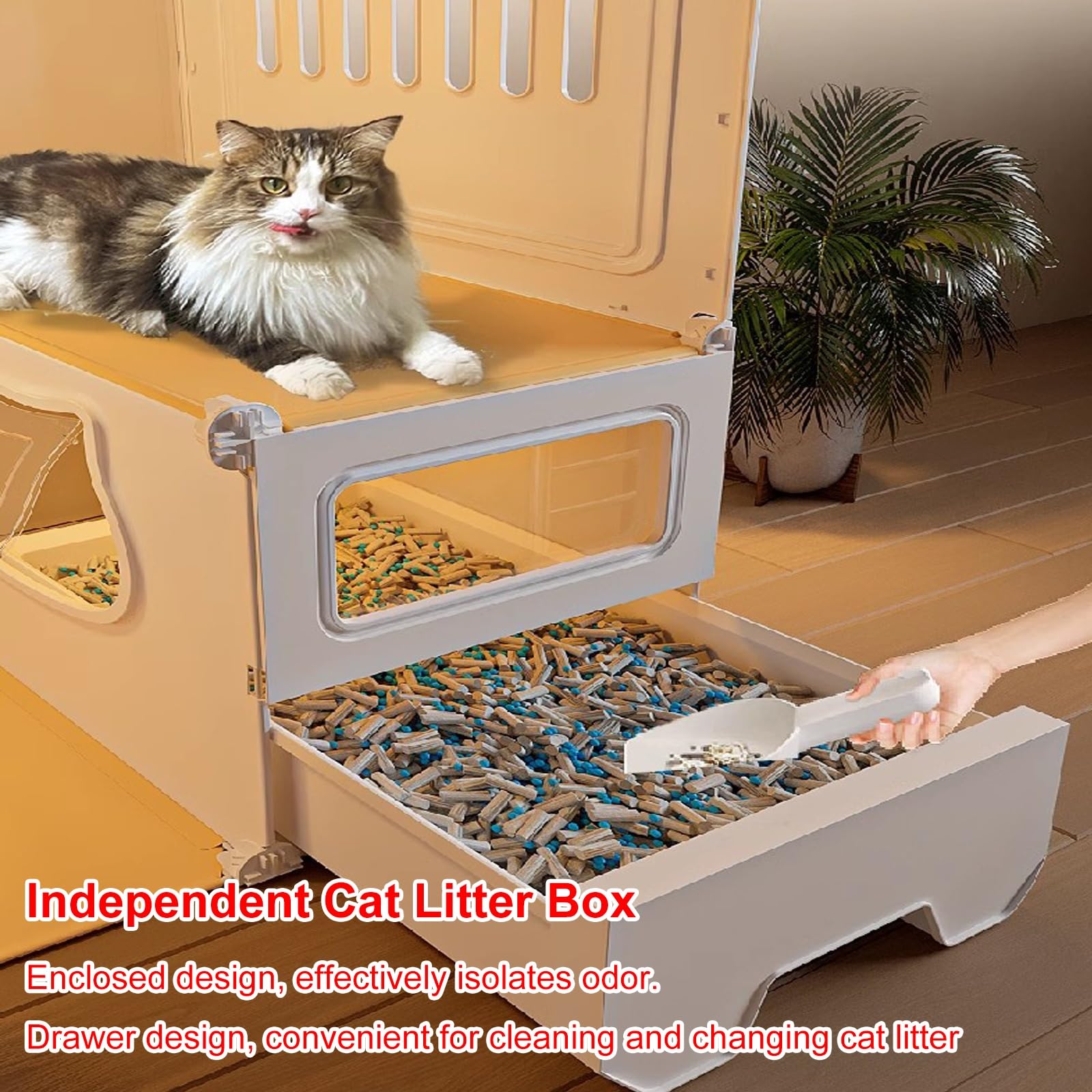 Cat Kennel Wooden Cat House Large Space Cat Cage, Indoor/Outdoor