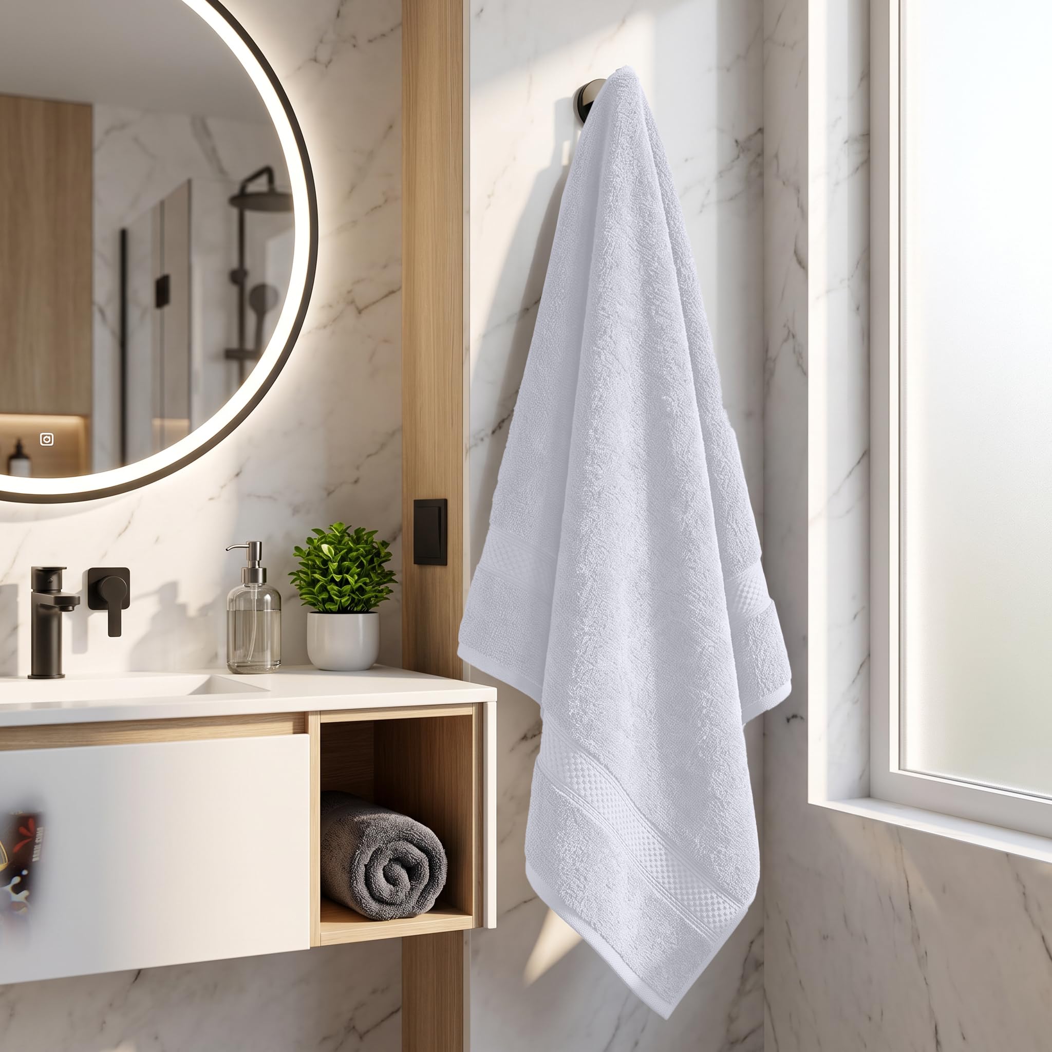 Dan River Juego de 3 Toallas de baño de 100% algodón de Lujo, máxima Comodidad y absorción para baño, Juego de Toallas de baño de Lujo para el hogar y el SPA (27 x 54 Pulgadas),