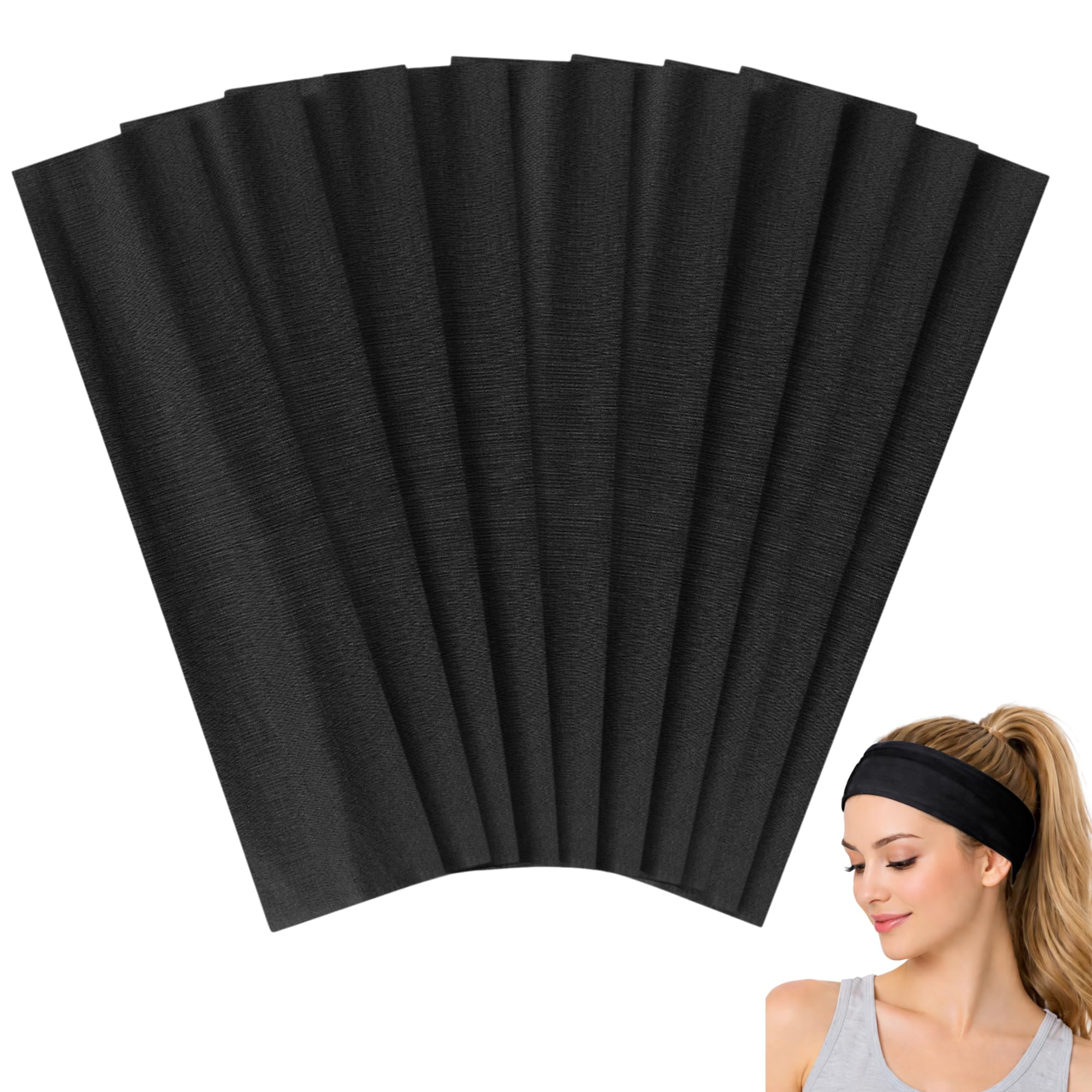 Styla Hair 10 Pack Stretch Headbands Non-Slip Head Wraps Great for Sports, Yoga, Pilates, Running, Gym, Workouts, Baseball, Casual Wear, Gifts & More!