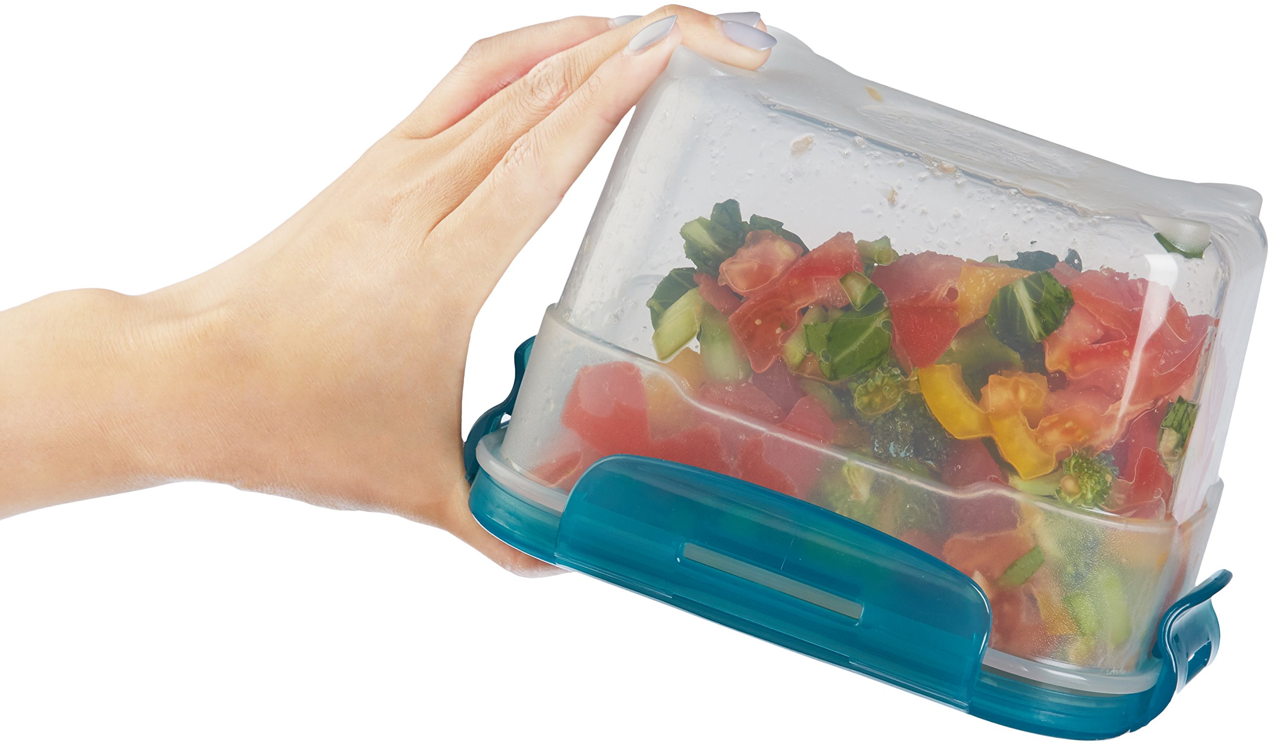 Amazon Basics Gefrierbehälter im Set, mit Deckel, luftdicht, auslaufsicher, stapelbar, für Kühlschrank/Gefriertruhe, BPA-frei, Kunststoff, mikrowellen- und spülmaschinenfest, 3 x 1 liter, farblos