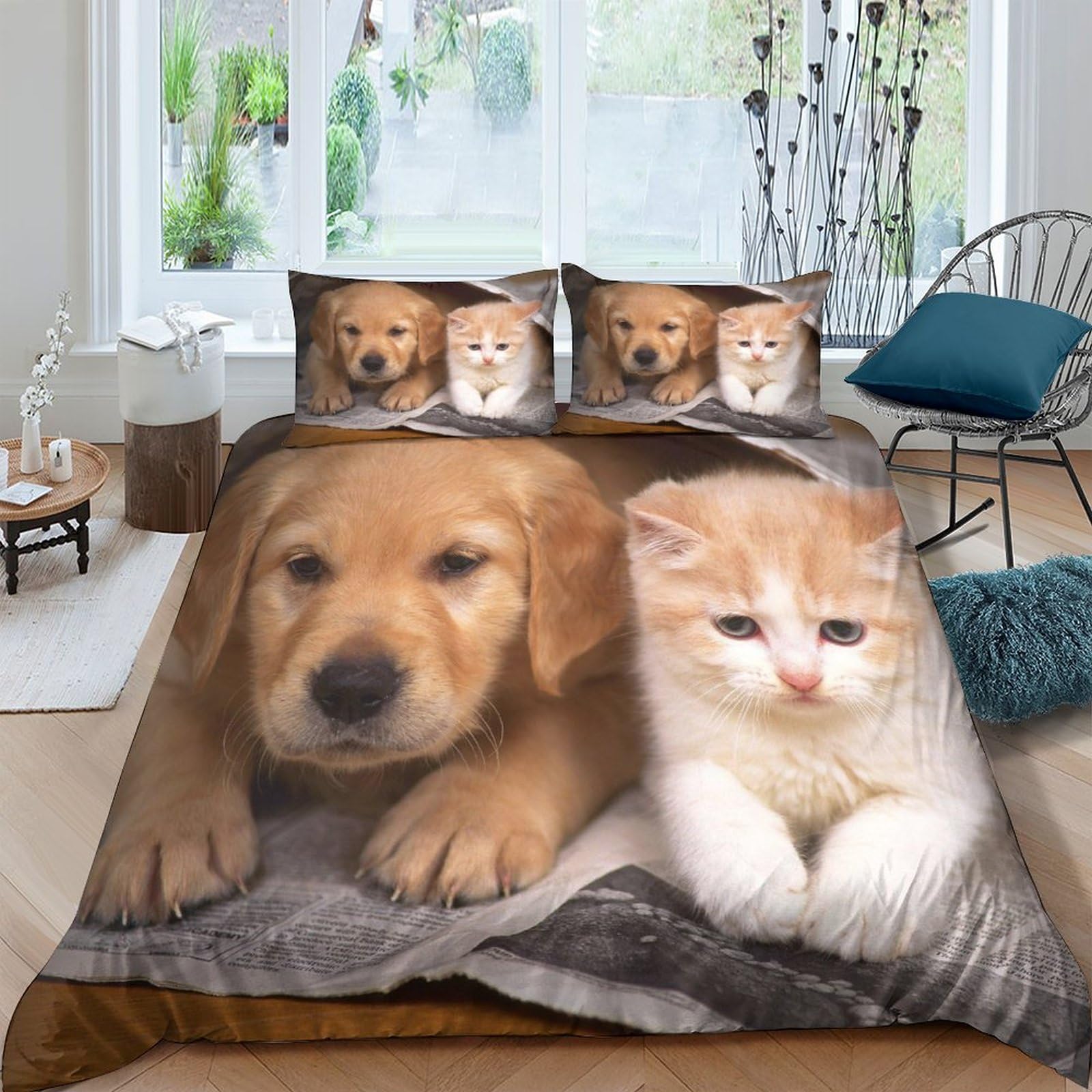 Housse de couette 200x200 cm chien pour éliminer la corvée de repassage du linge de lit