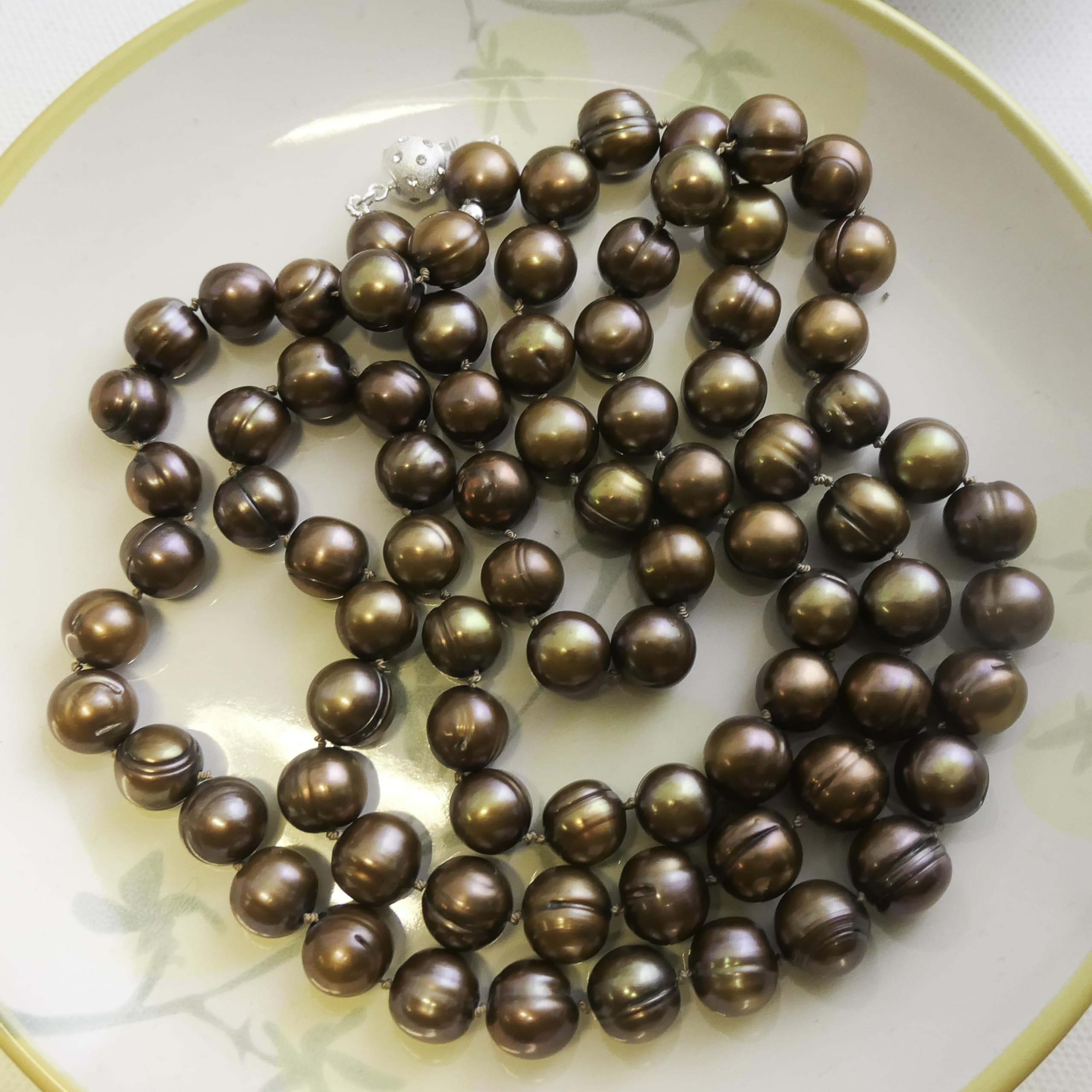 Collana lunga di perle donna Perle di coltura d'acqua dolce marroni