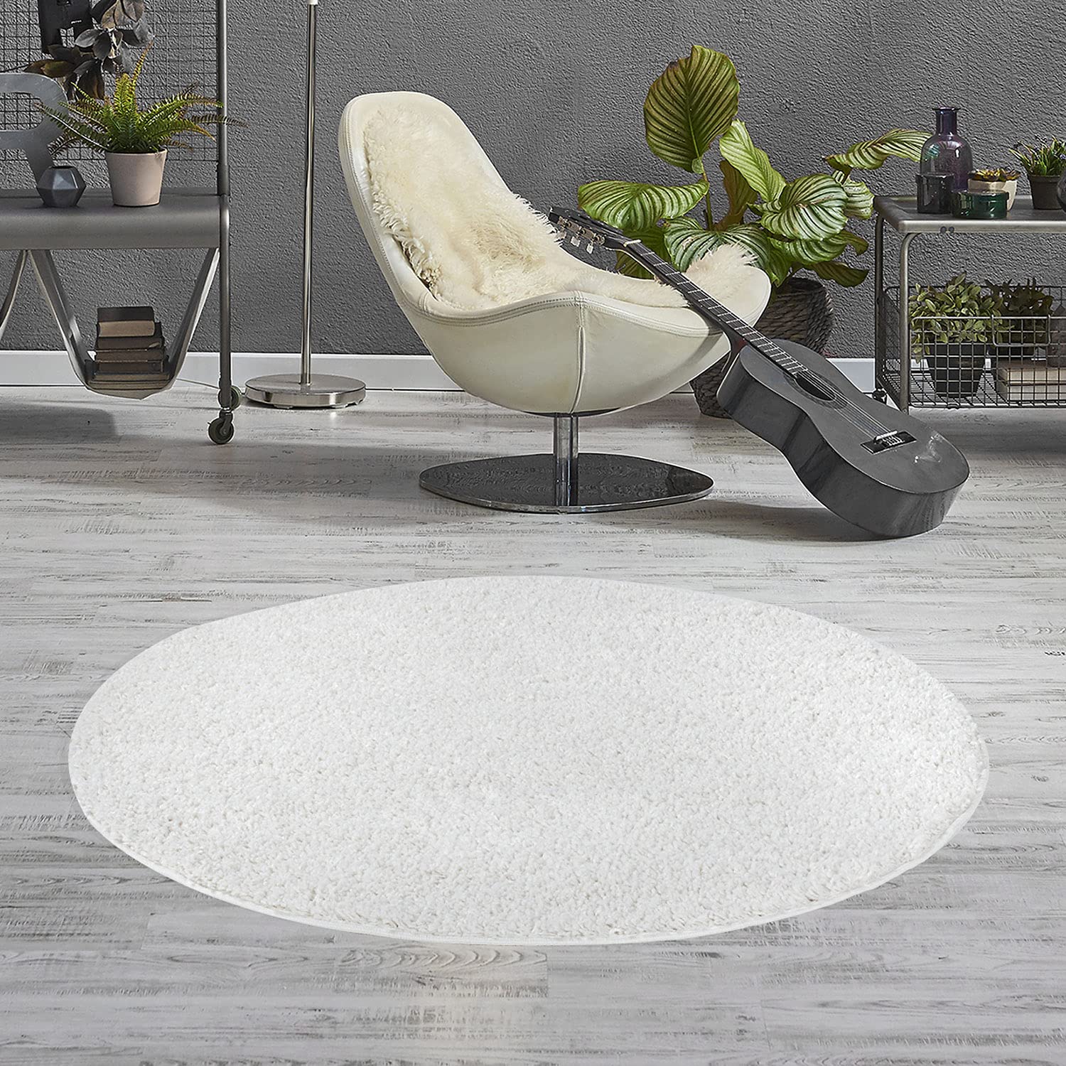 Vimoda Teppich Prime Shaggy Hochflor Einfarbig Weiss Creme Weich für Wohnzimmer – Bild 3