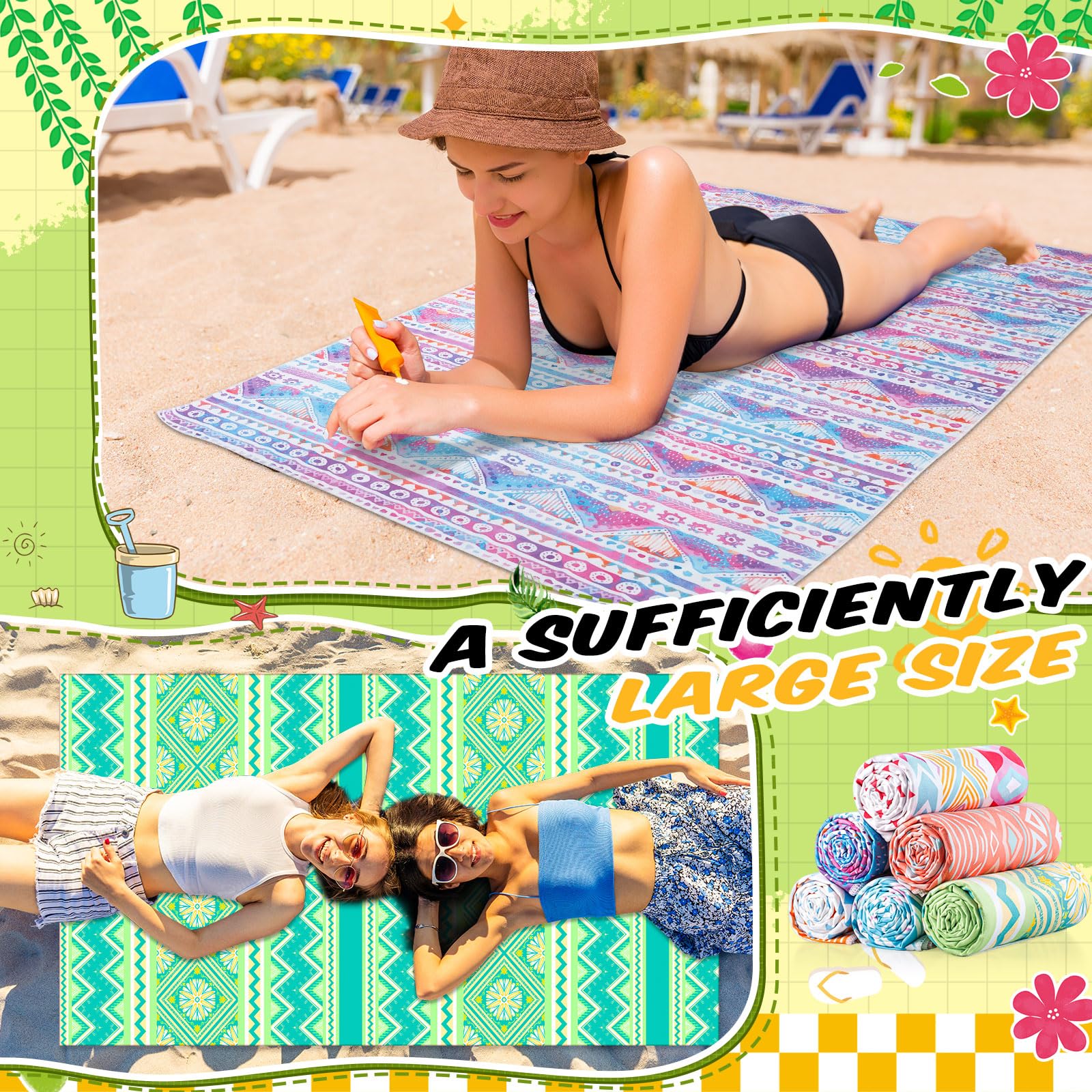 Remagr 12 toallas de playa de microfibra de gran tamaño de 71 x 36 pulgadas, de secado rápido, superabsorbentes, ligeras, extragrandes, sin arena, para adultos, viajes, piscina, yoga, gimnasio (color