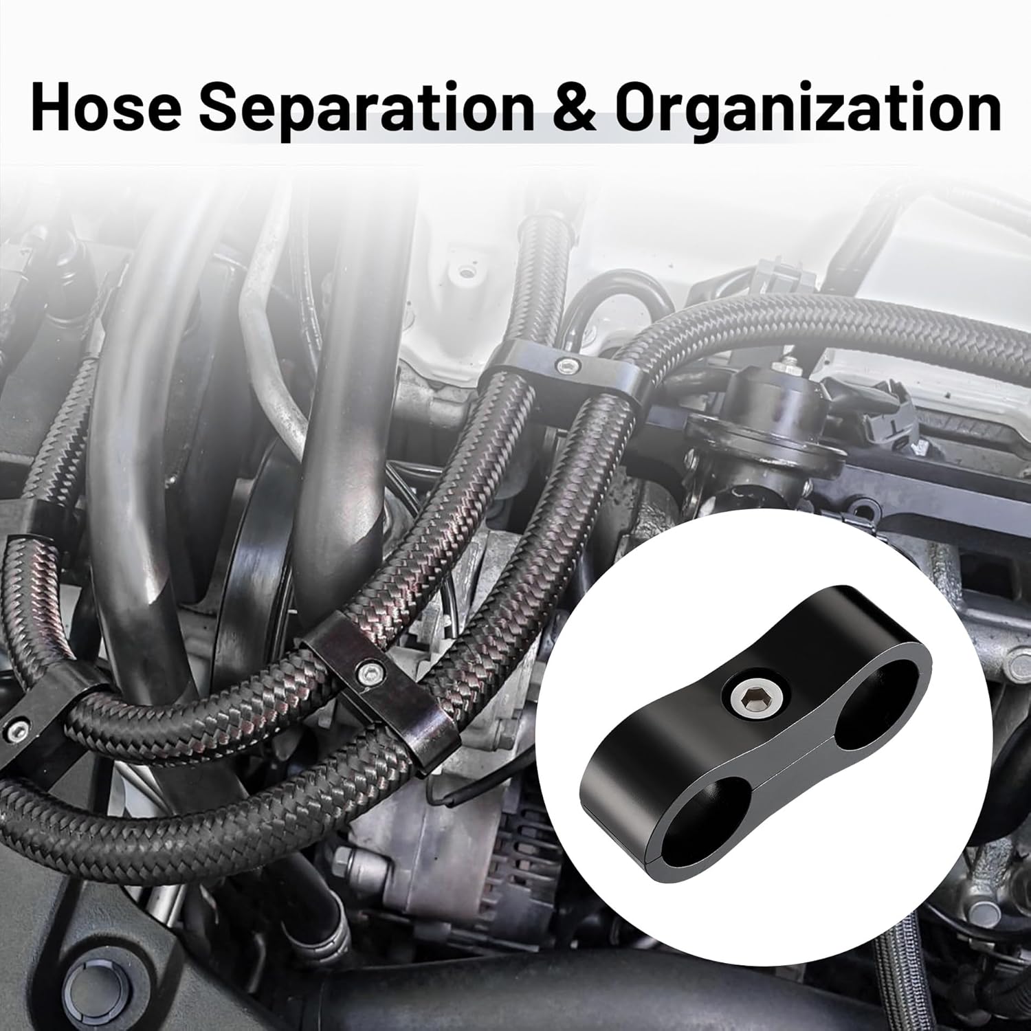 EVIL ENERGY 6AN Hose Separator Clamp, AN6 Fuel Line Mounting Clamp Aluminum Black 10PCS