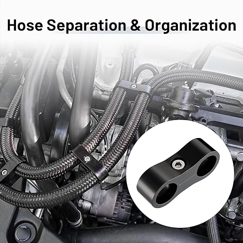 Miniatura 25 de EVIL ENERGY Abrazadera separadora de manguera 4AN, abrazadera de montaje de línea de combustible AN4, aluminio negro, 10