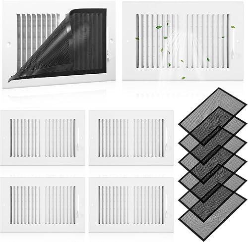 12 rejillas de ventilación de retorno de aire de 10 x 6 pulgadas con juego de cubierta de malla de ventilación magnética, registro de ventilación de
