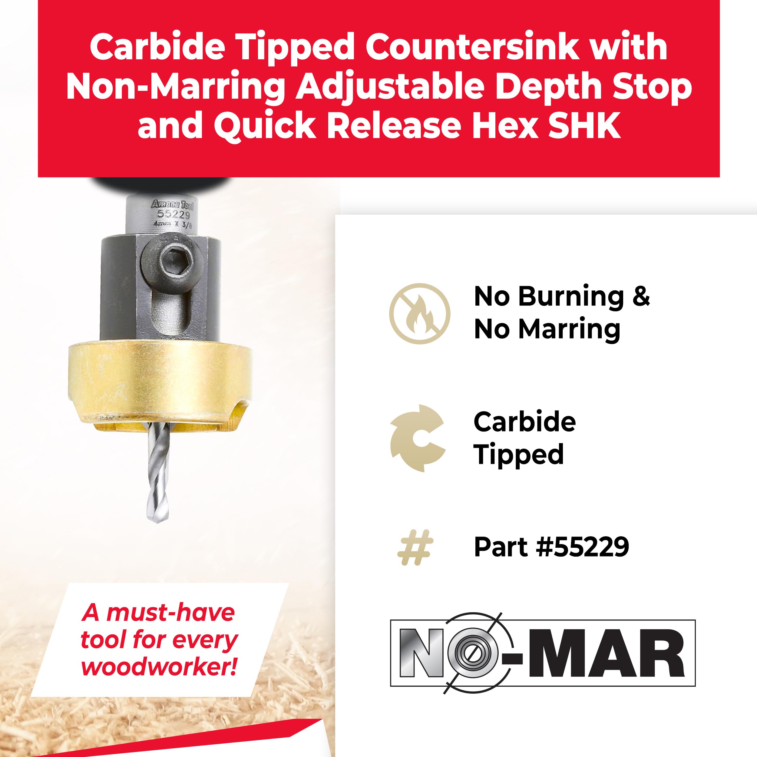 Amana Tool 82 Degree Countersink with Drill Bit Depth Stop