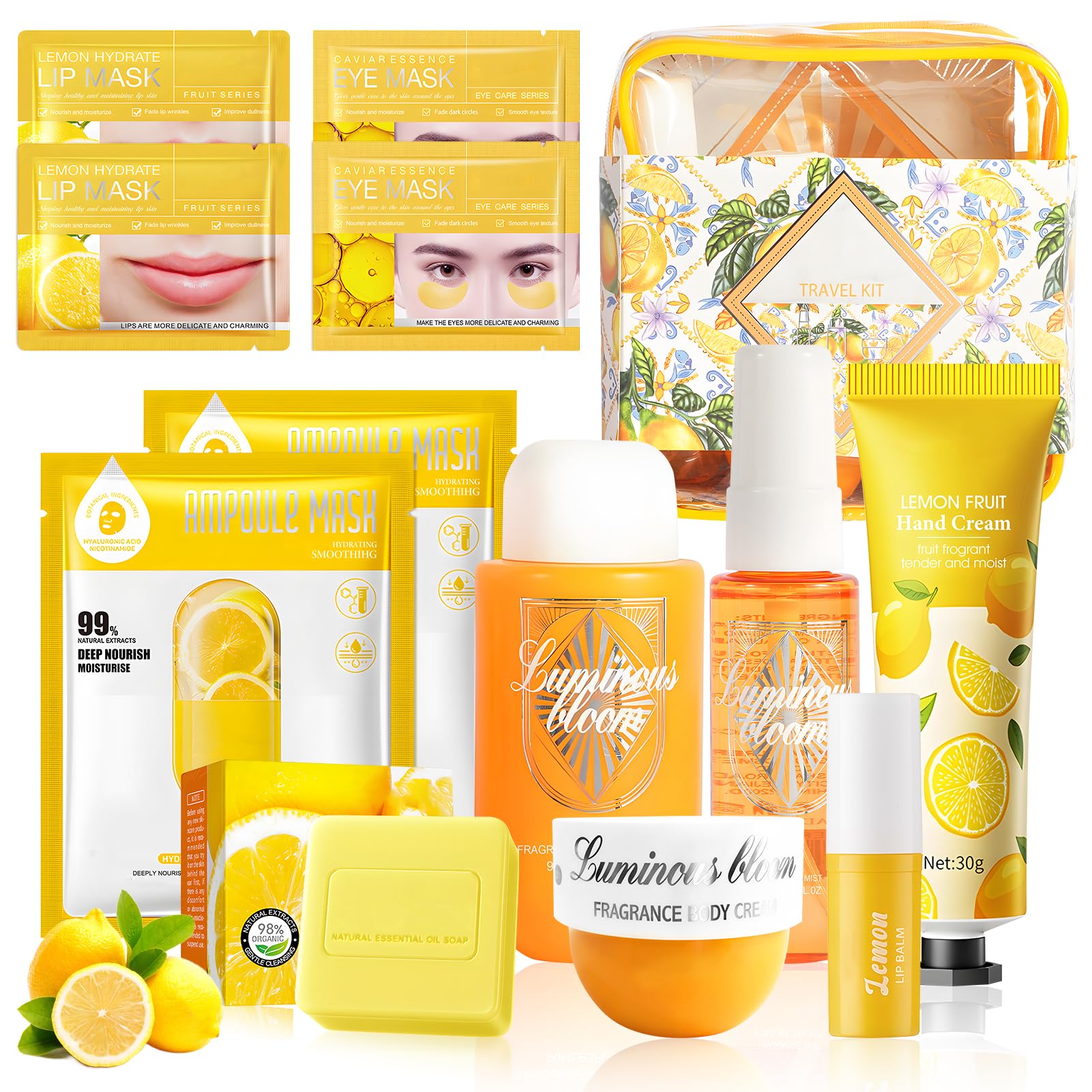 Skincare Coreano Kit, Skin Care Coreano Regalo Mujer, Skincare Coreano con Crema Hidratante Corporal, Perfume, Gel de Ducha, Crema Manos, Lip Balm, Parches Ojos, Jabon, Mascarillas Faciales