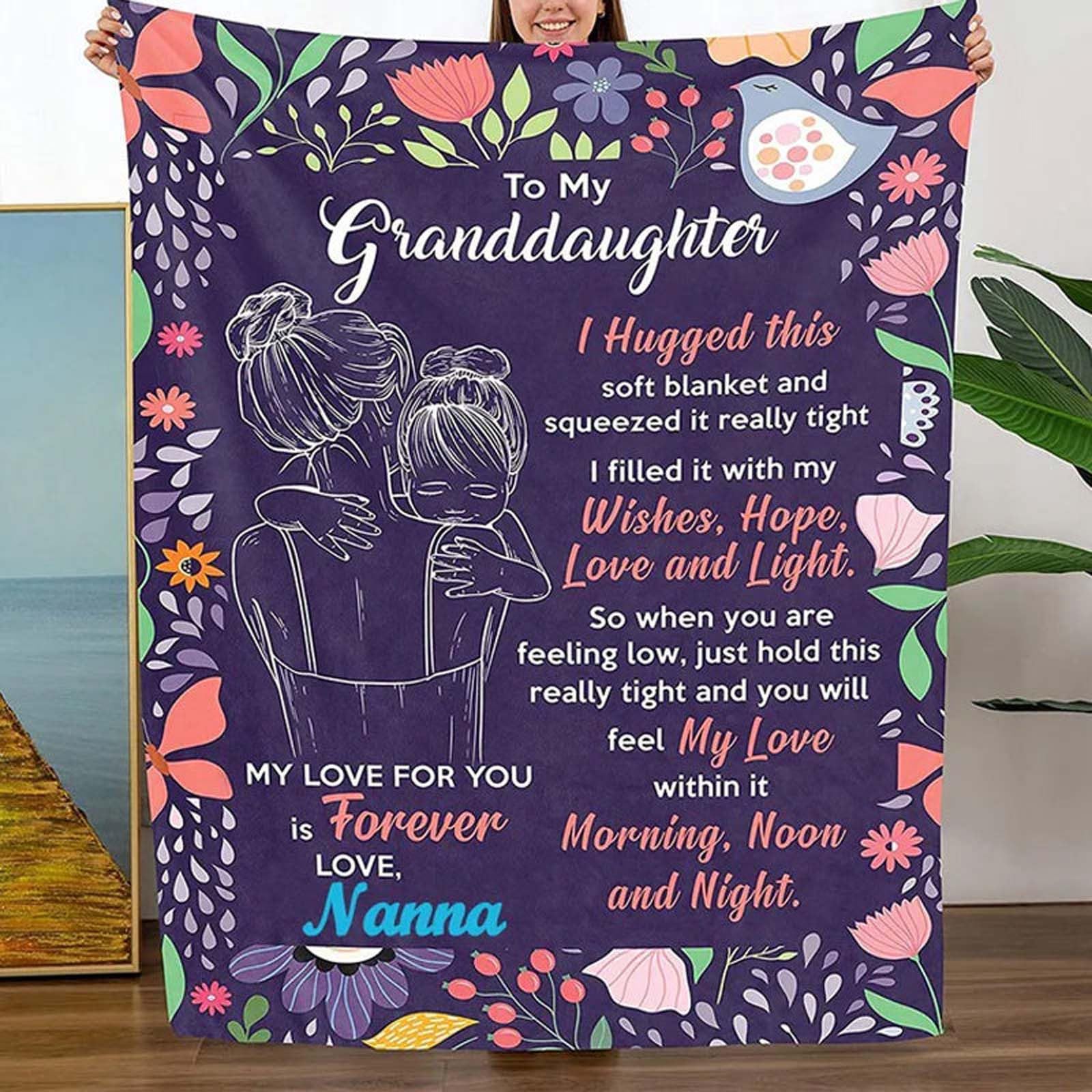 Auyuiiy Granddaughter's Gift - Sweet Words Personalized Fleece Blanket, Message Flannel Envelope Writing Blanket to My Granddaughter (I)