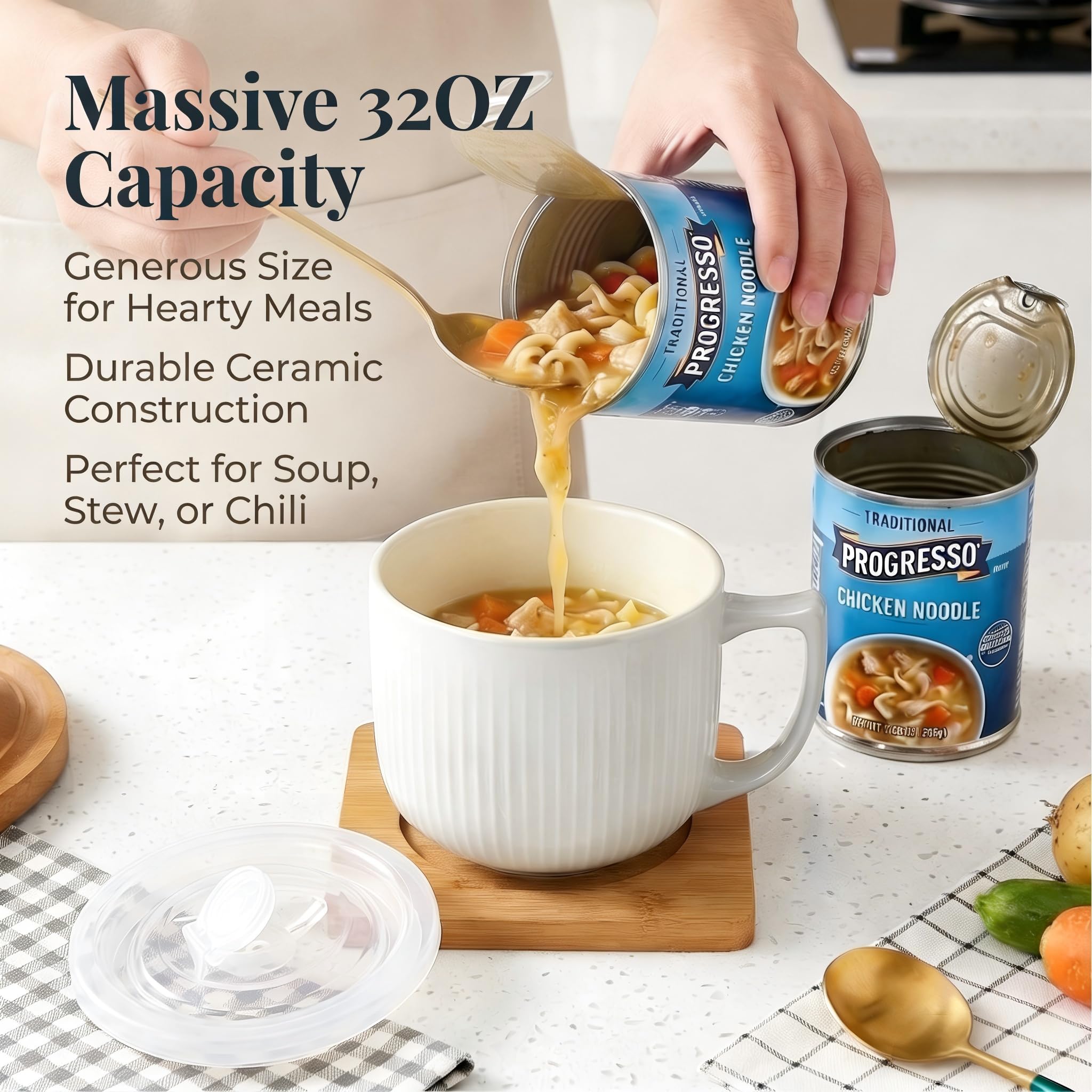 食器  soup bowl Amazon.com | Hoilse Ceramic Soup Bowl with Handle 32oz – Microwave