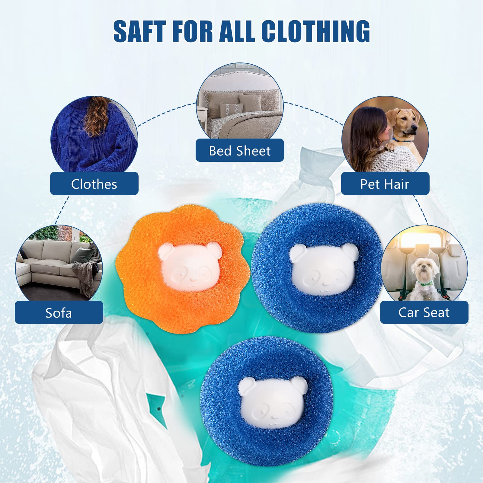 12 Stücke Tierhaarentferner Für Waschmaschine - Wiederverwendbare Fusselbälle Gegen Haare