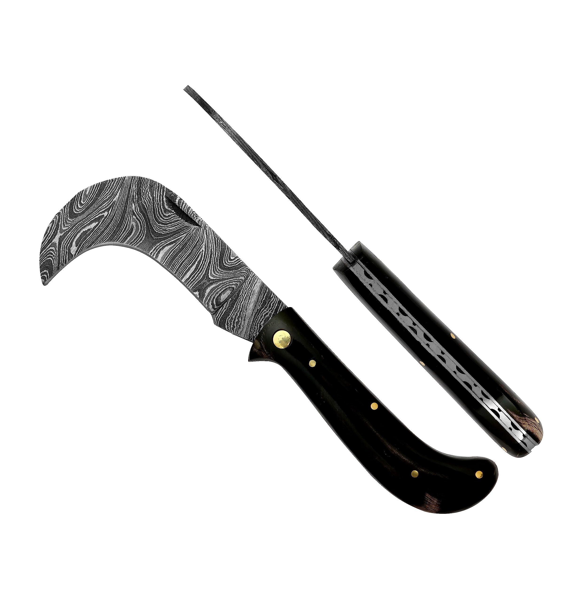 Serpette Damas Laguiole couteau pliant en os de buffle et laiton