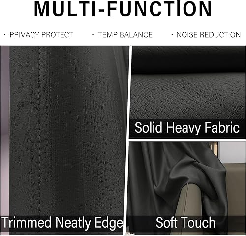 Miniatura 3 de Tisjoran Cortinas opacas ignífugas resistentes al fuego, con aislamiento térmico y bolsillo para barra, paneles para dormitorio, 84 pulgadas de