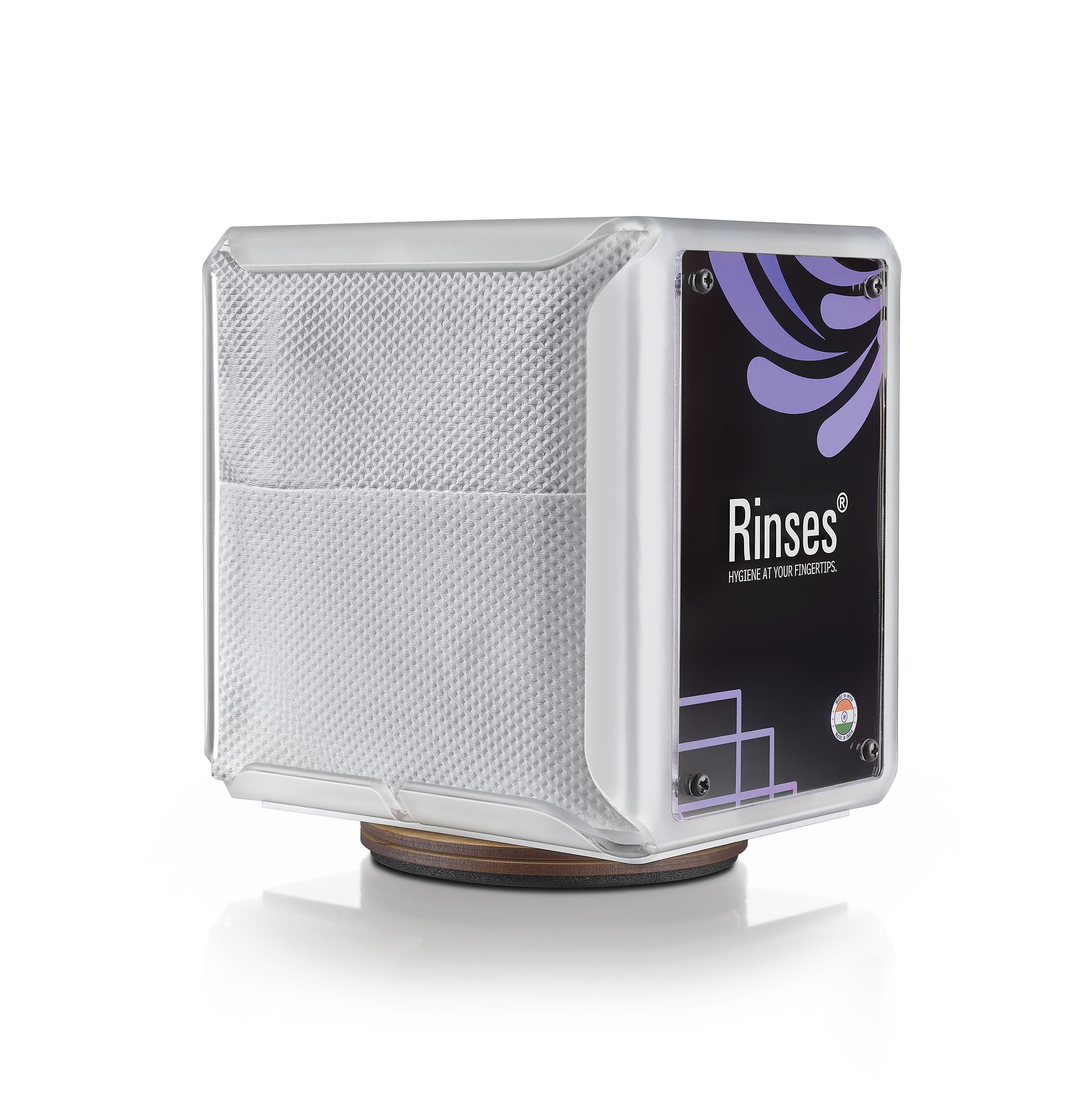 Rinses Rotating Table Top Dispenser Box & 2 Tissue Pack Combo | Napkin Holder | Acrylic Rotating Tissue Paper/Towel Holder for Dining Table, Kitchen, Restaurant Hotel, Office, Home (Color-White) 1