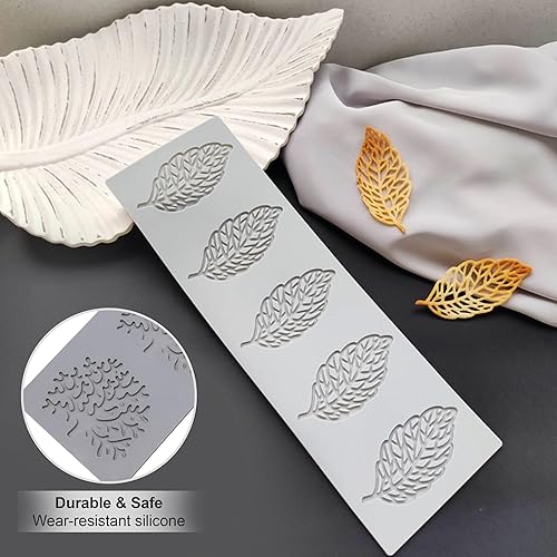 Miniatura 4 de Moldes de fondant 5 moldes de silicona para hojas de ramas de coral 3D, moldes de encaje, moldes de chocolate, moldes de arcilla polimérica