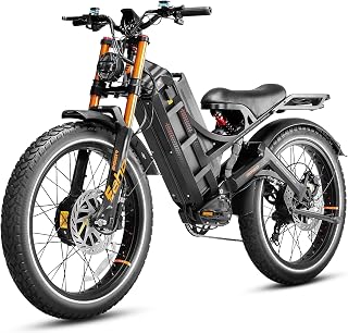 eAhora Romeo Pro 3 Peak 5600W Electric Bike for Adults 50Mph, 60V 80Ah Battery 250 Miles,Long Range Dual Motors Ebike,26"*4.0 Fat Tire Full Suspension,UL 2849