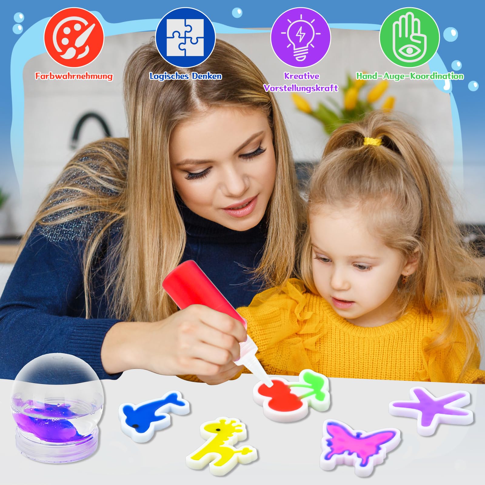 Ulikey Juguete de Aqua Gelz, 52 PCS Creativos Elfo Mágico de Agua, con 18 Botes de Gel de Color y 16 Formas, 3D DIY Juguete de Gel de Agua Regalo para Niños de 5 6 7 8 9 10 Años