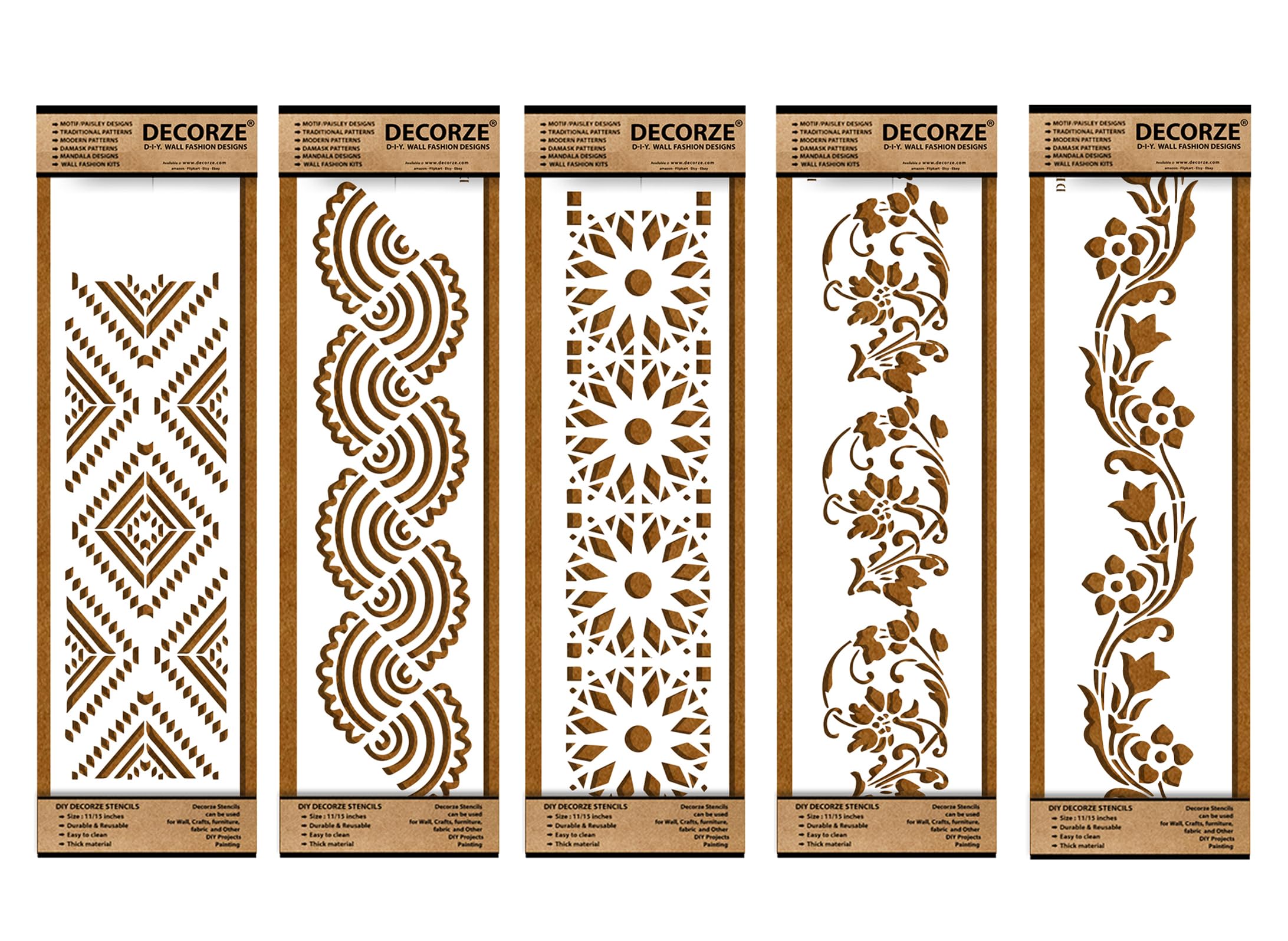 Decorze Plastic Stencils for Border Art, Stencils for Wall, Border Stencils for Wall Painting Suitable for Room Wall Decoration Purpose (Set of 5)(Color-White)|Design-15 (B0CL4XWH4N) Amazon Price History, Amazon Price Tracker