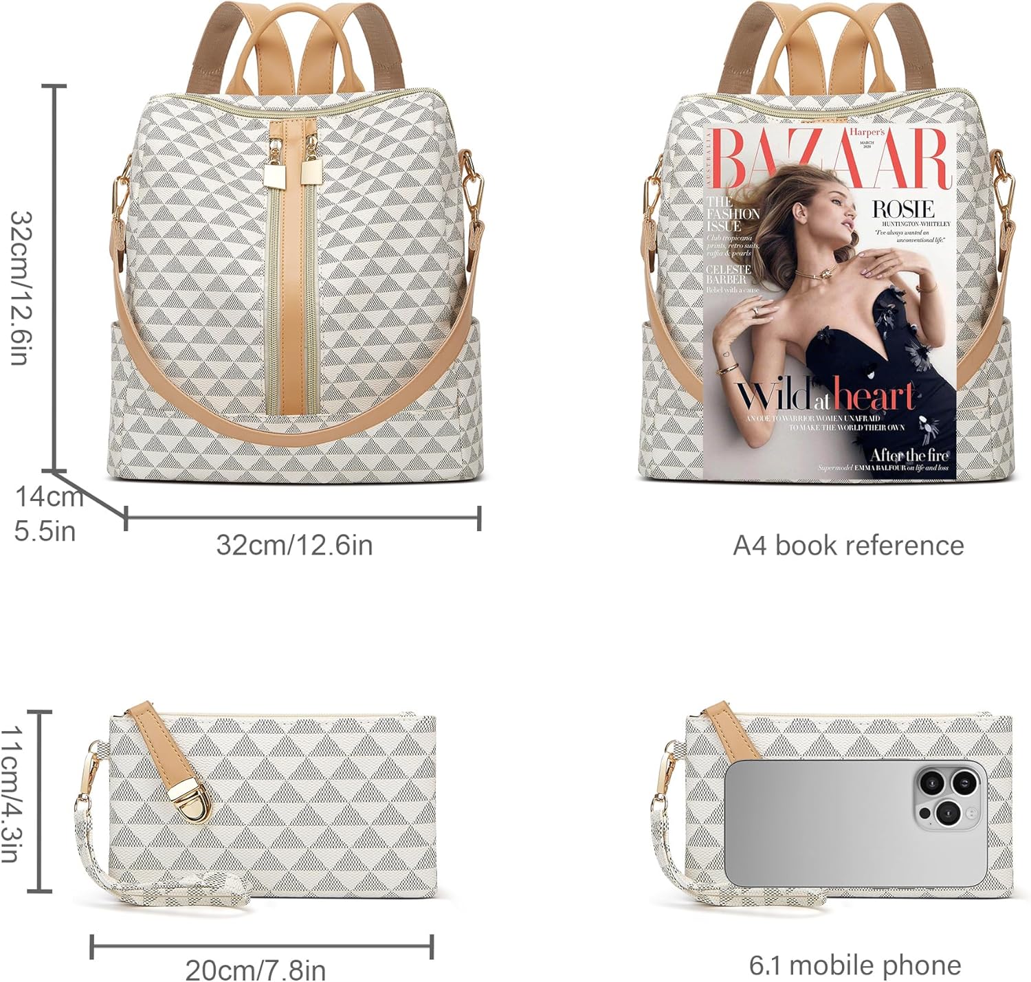 Makes Backpack Purse for Women PU Leather Travel Satchel Handbag Convertible Design Bag with Purse 2 Piece - Image 6