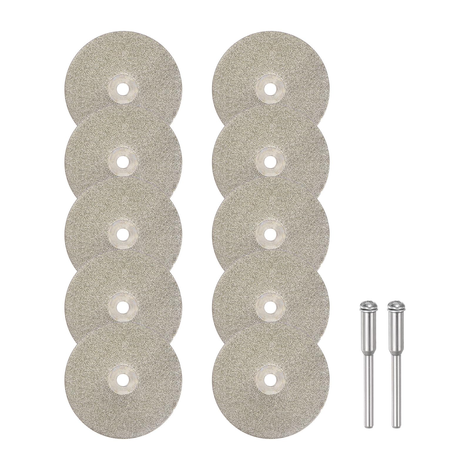 HARFINGTON 10pcs Diamond Cutting Wheel 30mm Full Sand Diamond Wheels Cut Off Discs Diamond Coated Cutting Wheel Replacement with 2pcs 3mm Mandrel for