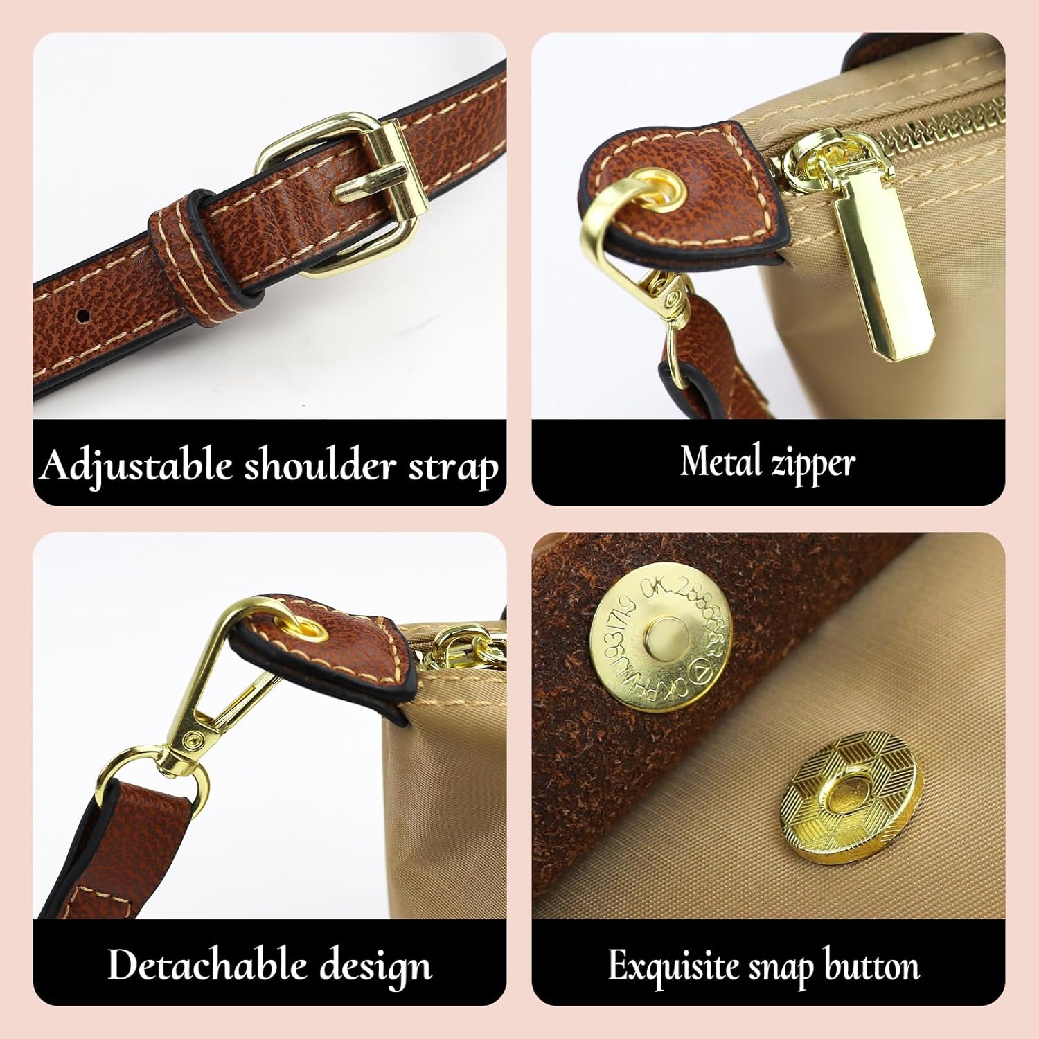 Mini Crossbody Bags for Women, Top Handle Small Crossbody Purse with Adjustable Strap, Nylon Small Handbags - Image 4