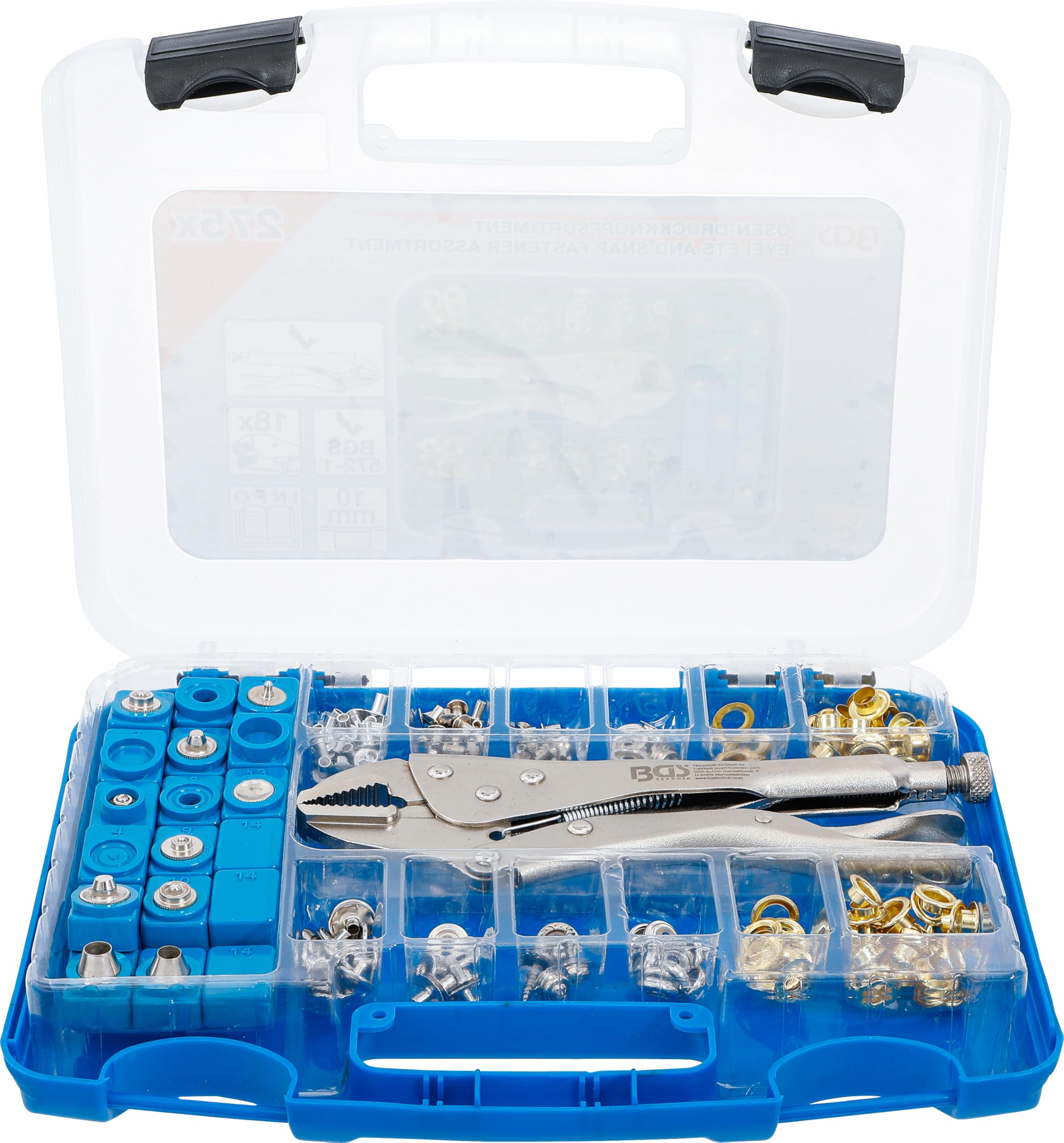 BGS 572 | Assortimento c/pinza autobloccante e occhielli | 275 pz.