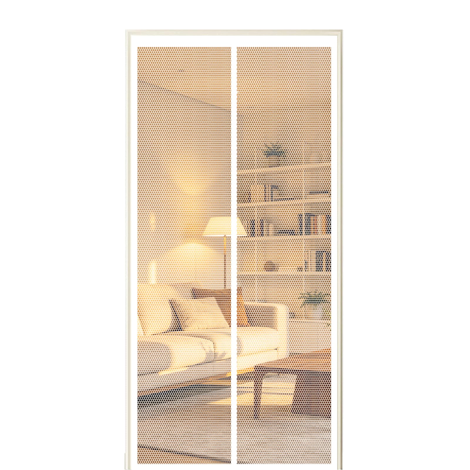Fly Screen Door 135 x 215 cm Self Sealing Powerful Magnets Screen Doors with Magnets with Powerful & Full Frame Magic Tape Suitable for Patio Doors Balcony Bedroom, White
