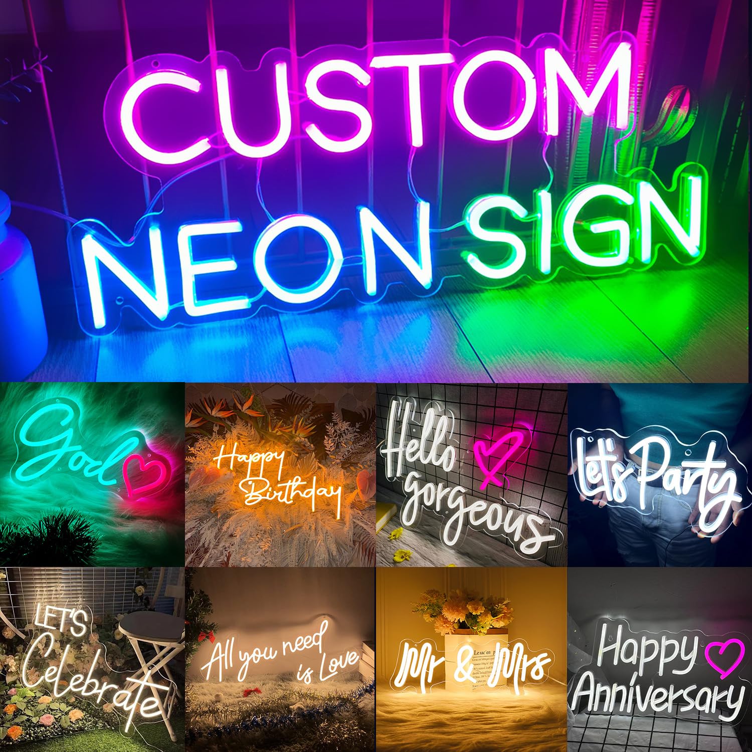 Custom Neon Sign Personalised Neon Sign Name Lights for Bedroom Wall, Custom Led Sign Personalised Neon Name Sign for Wedding Birthday Party Gift