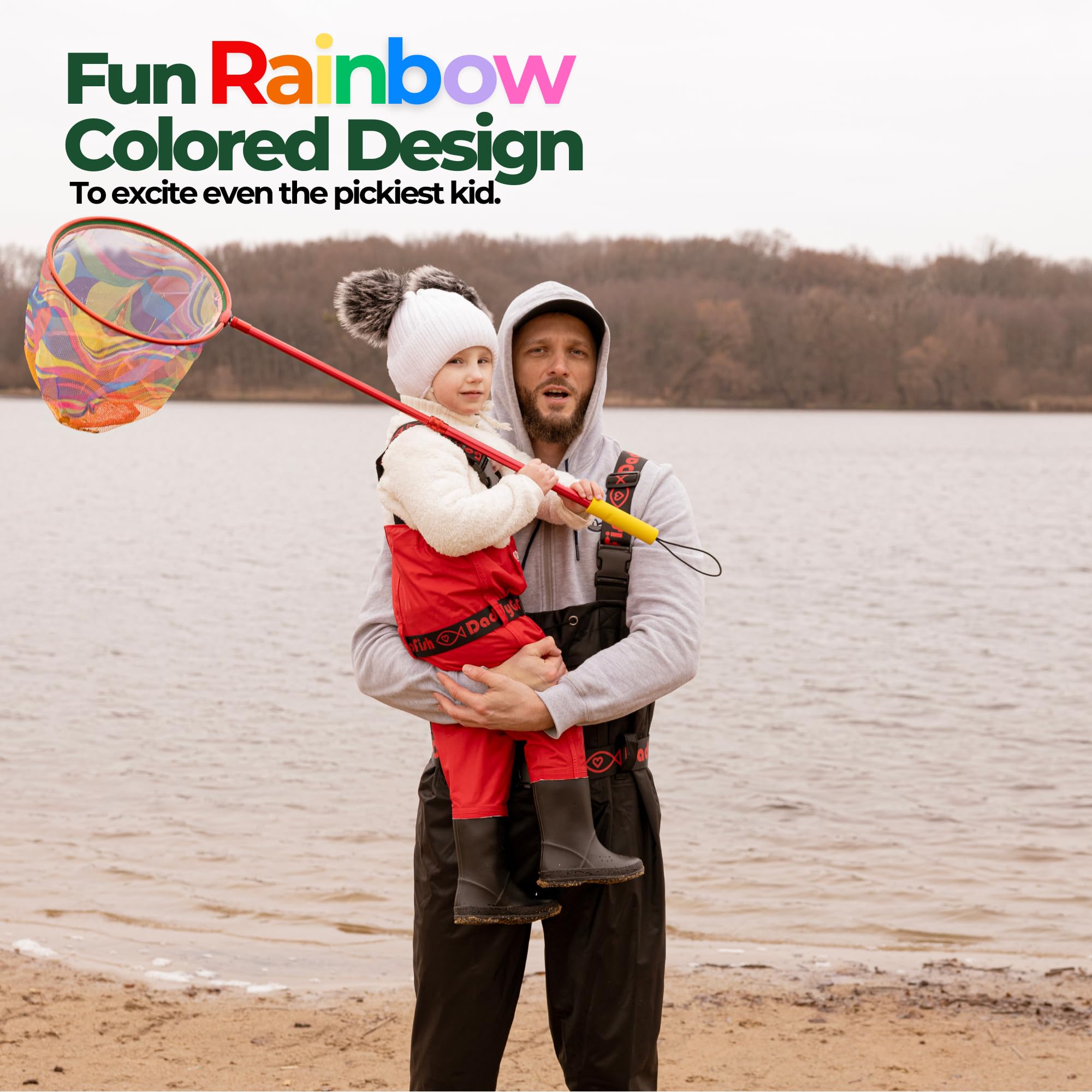 DaddyGoFish Red de Pesca para niños, Bolsa de Cebo telescópica Ultraligera