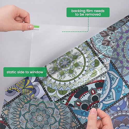 Miniatura 8 de DKTIE Película de privacidad para ventana con herramientas de instalación, vidrio esmerilado, adhesivos estáticos, no adhesivos, película Art Deco,