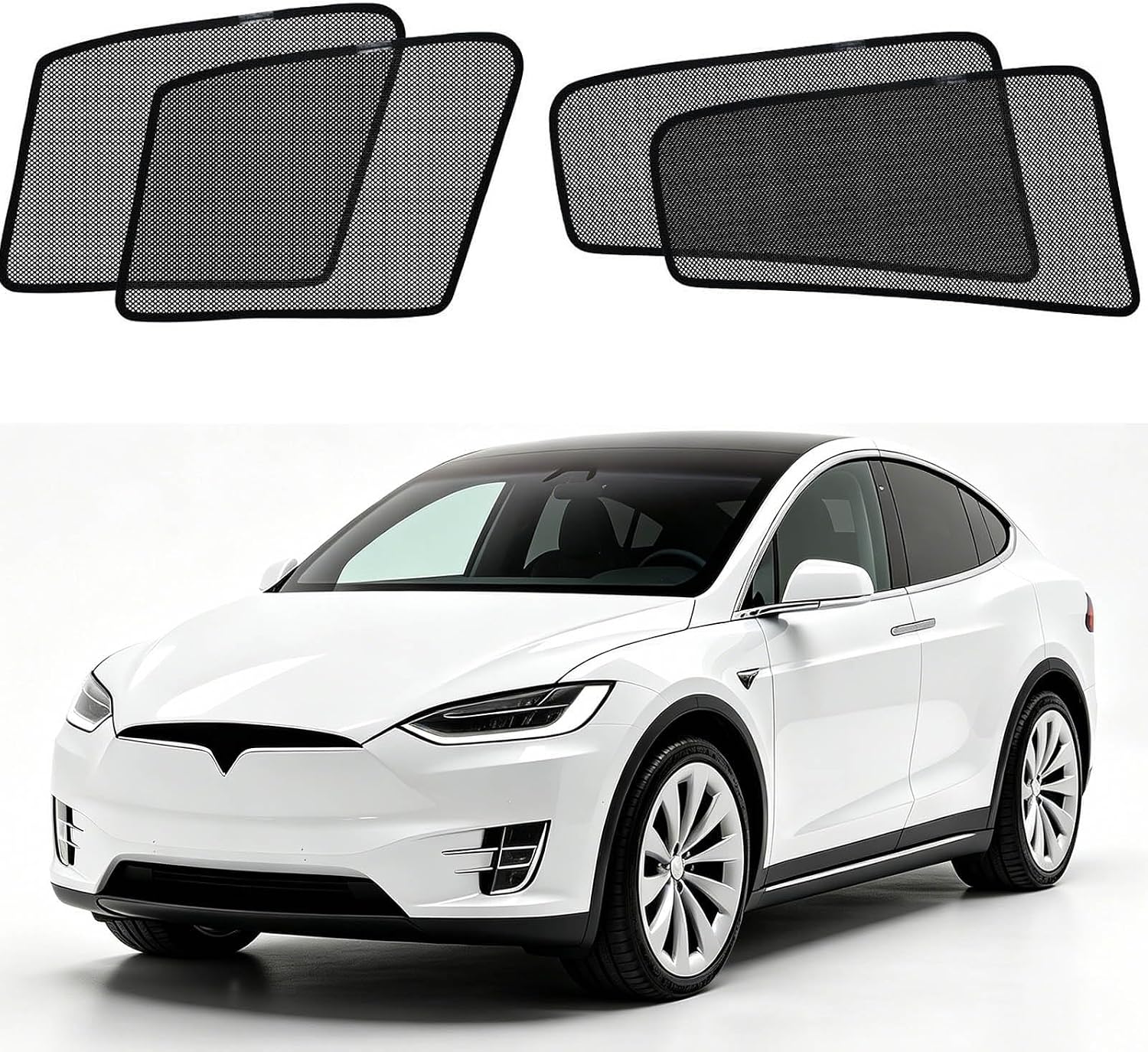 Specific Side Window Sun Shades, Vehicle Interior Shade Car Curtains for Special Car (Model X(2023-now), Front+Rear side-4pcs)