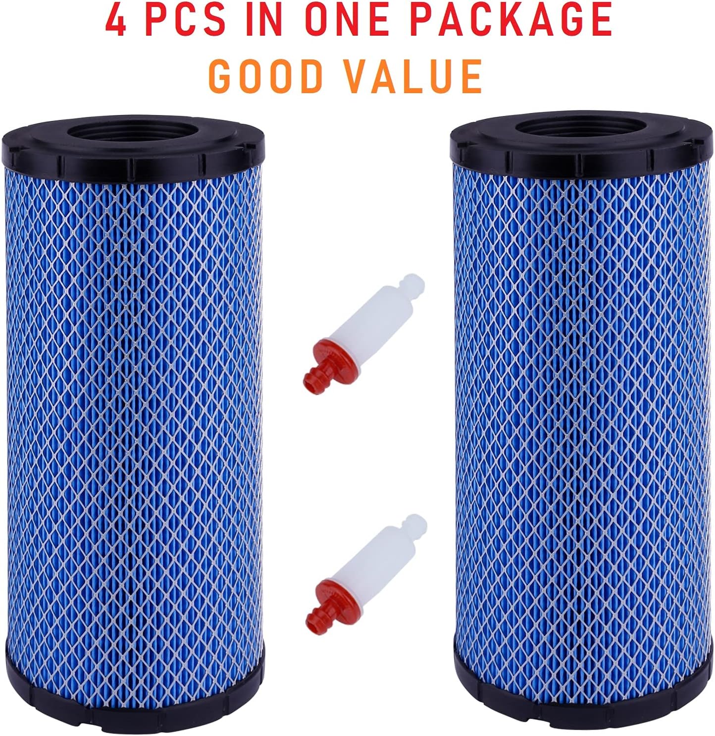 7082115 7081937 Air Filter Compatible with Polaris ACE 900, General 1000, General 4 1000, RZR 4 900, RZR 900, RZR S 1000 2015-2018（2PCS Air Filter+2PCS Fuel filter)
