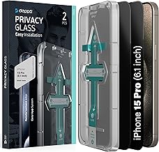Deppa Privacy Tempered Glass for iPhone 15 Pro [2 Pieces] – Ultra Resistant, Anti-Scratch, Full Coverage, Anti-Spy Screen Protector with Easy Installation Kit