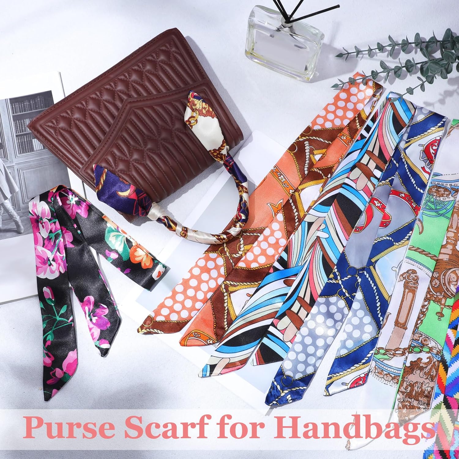 Skinny Purse Scarf for Women Handbag Scarves Ribbon Satin Head Neckerchief Silk Headband Charm for Decoration - Image 5