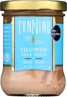 Tonnino Yellowfin Tuna Fillets in Spring Water - Premium Lean Pack of 1, Gluten-Free, Keto, Dolphin Safe