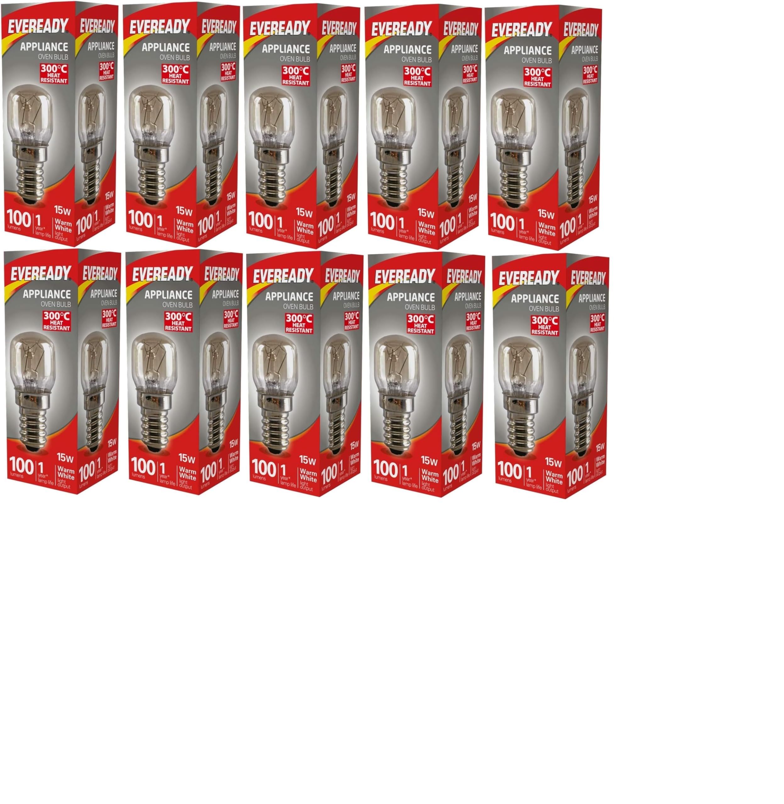 2x Eveready 300°C Cooker Oven Appliance Lamp Bulb 15W 240V SES Base (E14)
