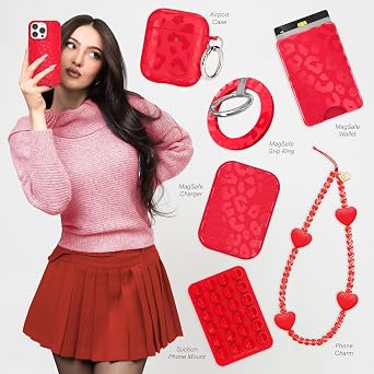 VELVET CAVIAR MagSafe Suction Phone Mount + iPhone 14 Pro Max Case (Bundle - Red Leopard)