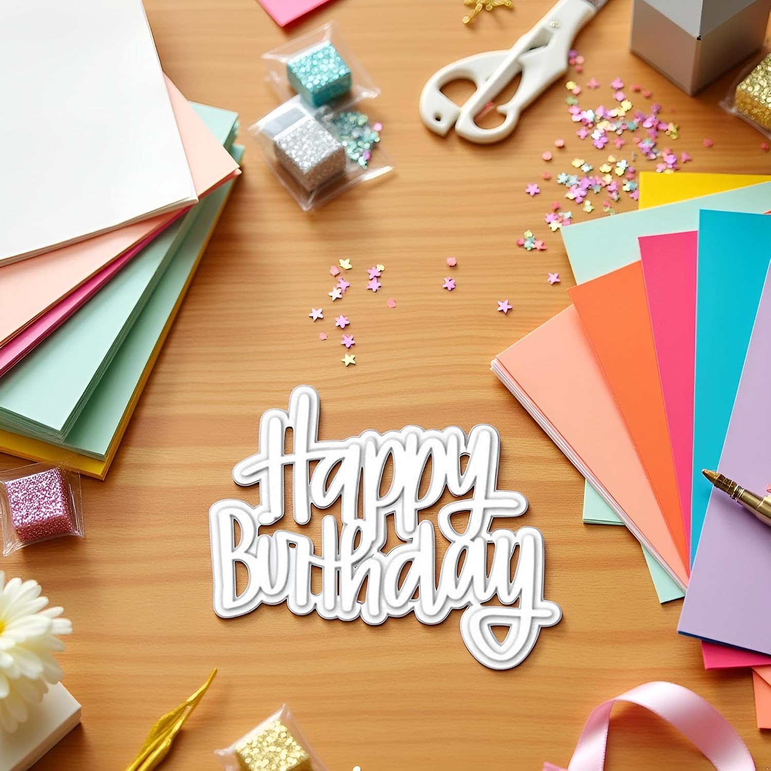 Happy Birthday Metal Cutting Dies, Born to Die Scrapbooking papeCraft Photo Album DiCuts for Card Making Word Embossign Tool