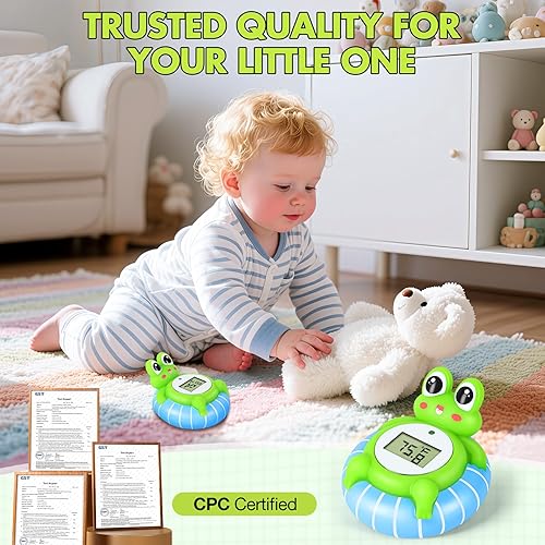 Miniatura 7 de Termómetro de baño para bebé, certificado CPC, IP68 impermeable, sin BPA para la seguridad del recién nacido, diseño flotante, alarma de temperatura