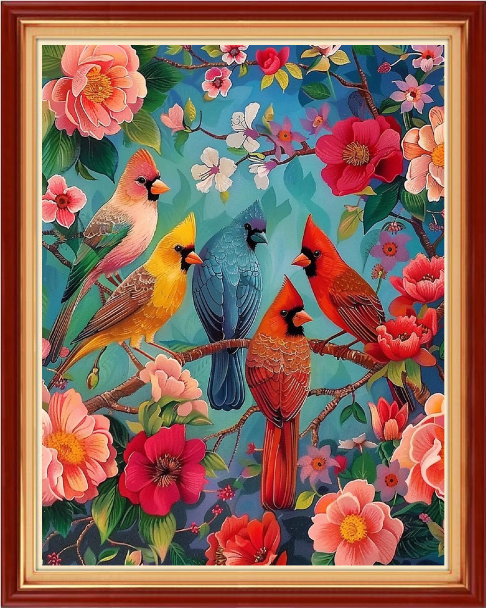 Findvoor Stamped Cross Stitch Kits for Beginners Full Range of Cross Stitching Embroidery Pattern for Adults, 11CT DIY Needlepoint Embroidery Starter Kits-Flower birds 16x20 inch