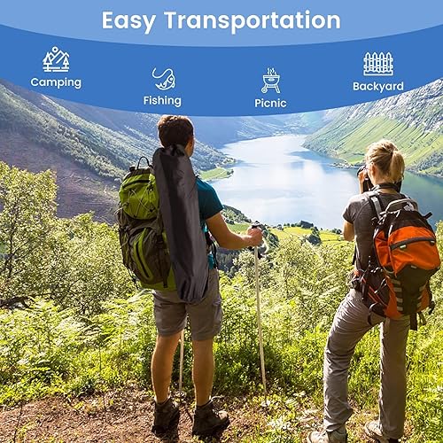 Miniatura 7 de HAPPYGRILL Paquete de 2 hamacas de camping con reposapiés, silla plegable al aire libre con almohada acogedora para la cabeza, soporte para tazas,