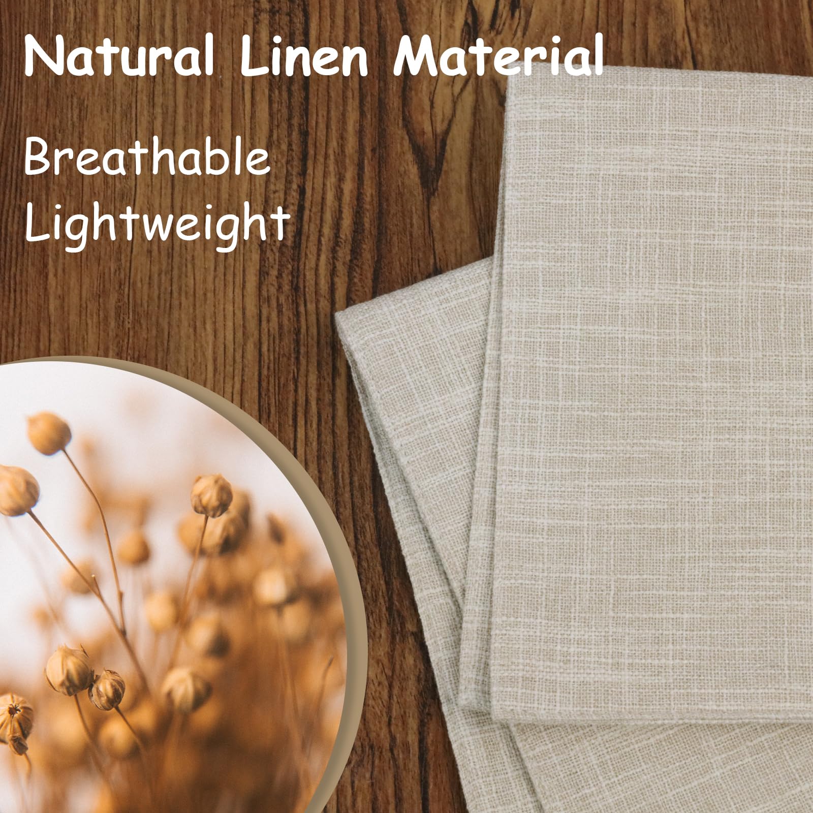Juego de 4 Manteles Individuales de Lino, 30x46cm, Doble Capa, Lavables a Máquina, Resistentes al Calor, Antideslizantes, Duraderos para Cocina y Comedor, Fiestas Bodas - Beige