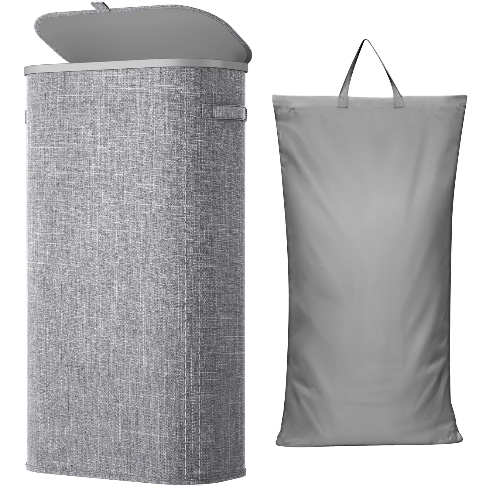 Lifewit 85L Laundry Basket with Lid, Large Laundry Hamper with Plastic Handles and Removable Bag, Foldable Tall Dirty Clothes Hampers for Laundry for Laundry Room, Bedroom, Bathroom, Dorm, Beige — view 41