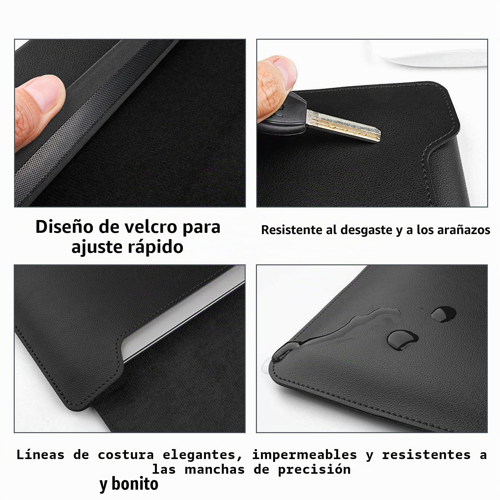 HaruYo 15-16" Funda para Ordenador portátil con Soporte Fuente para Ordenador portátil, de Piel sintética para MacBook Air/MacBook Pro/Surface DELL Lenovo HP ASUS Acer PC (15-16 Pulgadas | Negro)